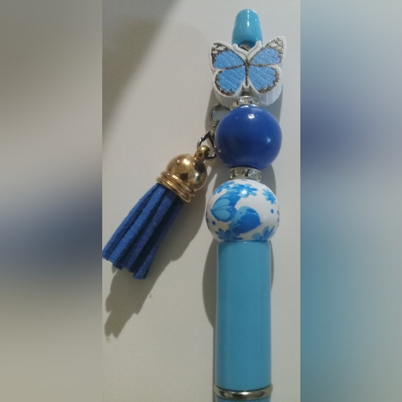 Beautiful Butterfly Beaded Ink pen with tassel - Picture 5 of 7